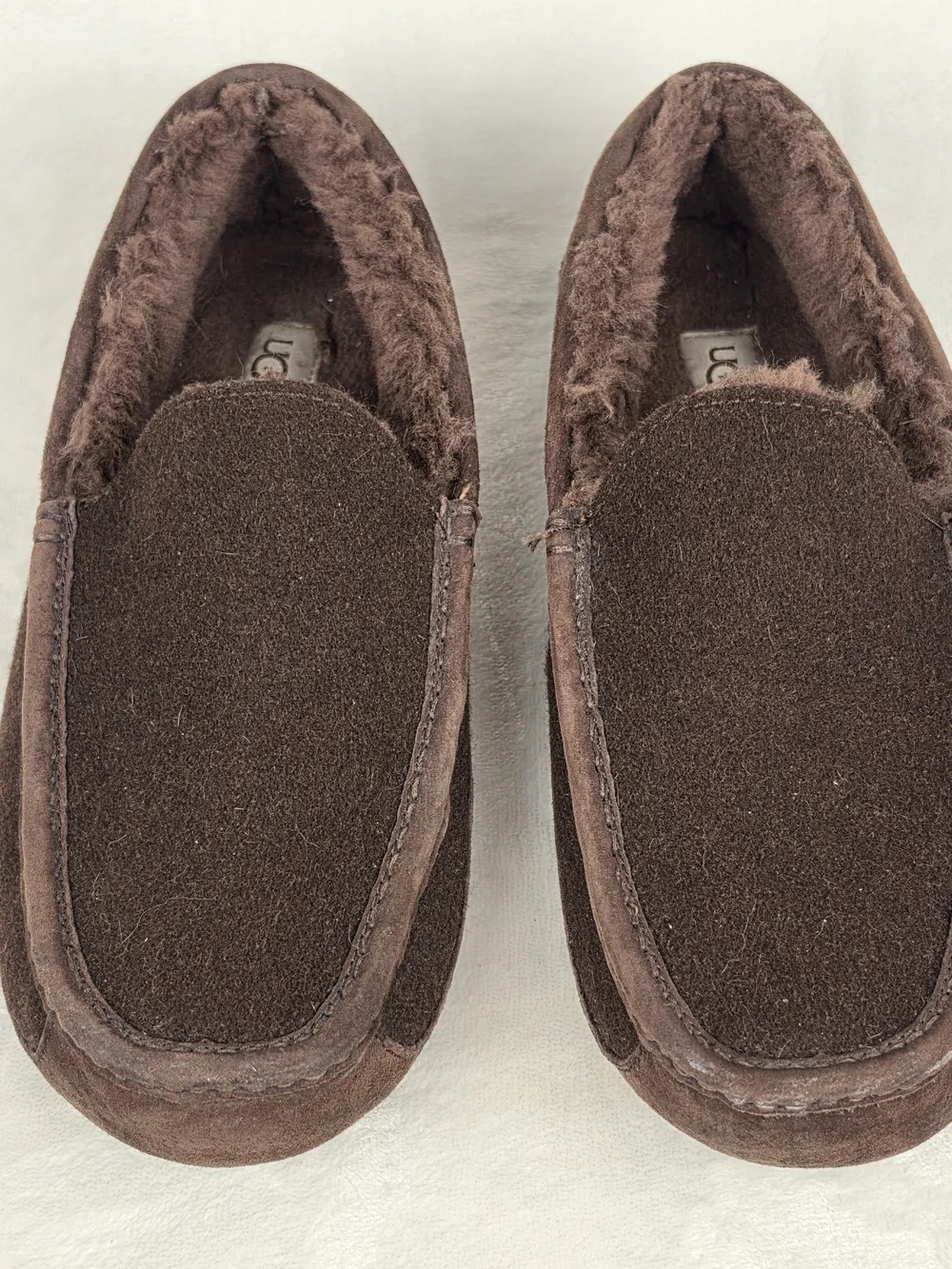 UGG‎ Ascot Slipper Men's 11 Espresso Brown Suede Wool Lined Moccasin Loafer